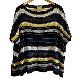 Fuzzi viscose striped open knit boxy fit oversized top Sz M excellent condition